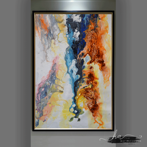 Tranh trừu tượng, tranh lụa kim sa, pxdecor, tranh canvas, tranh tráng gương, mai huyền anh, tranh truu tuong tại xưởng, tranh phòng khách, tranh phòng ngủ, tranh phòng bếp
